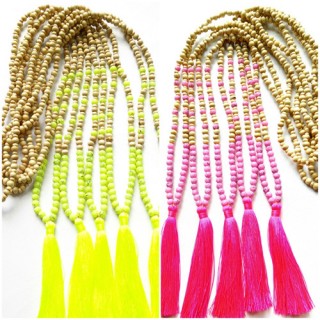 wooden bead tassels necklace handmade bali design free shipping